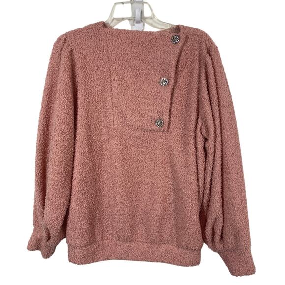 Vintage Adrienne Vittadini Dusty Rose Long Sleeve Boucle Sweater Size L0 - Picture 3 of 9